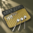 Portable Camping Cutlery Set with Roll-Up Pouch