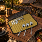 Portable Camping Cutlery Set with Roll-Up Pouch